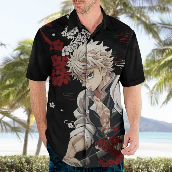 Chemise hawaïenne Sanemi Shinazugawa Demon Slayer anime Japon - Maison Otaku – Image 3