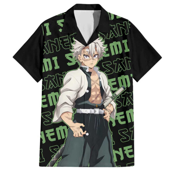 Chemise hawaïenne Sanemi Shinazugawa Demon Slayer anime motif mix - Maison Otaku