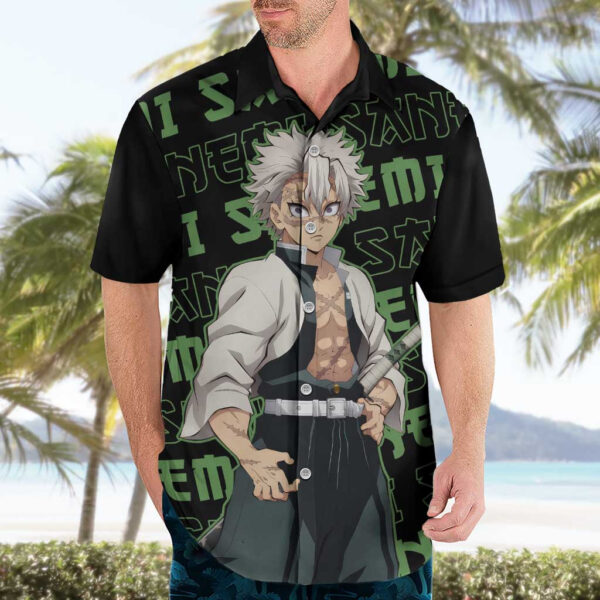 Chemise hawaïenne Sanemi Shinazugawa Demon Slayer anime motif mix - Maison Otaku – Image 3