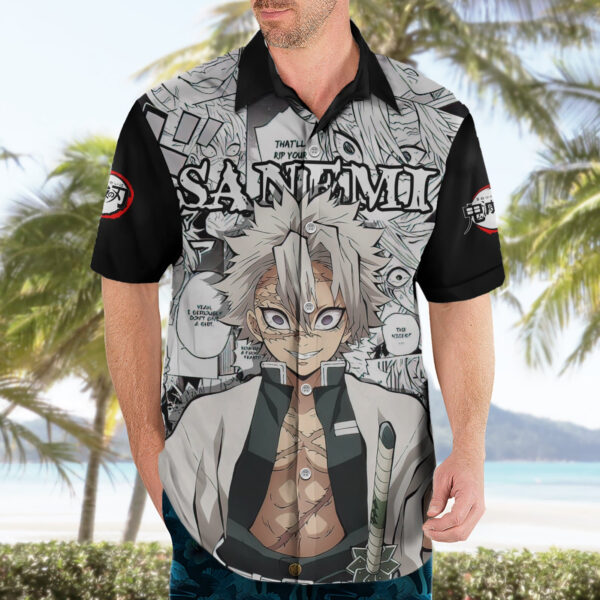Chemise hawaïenne Sanemi Shinazugawa Demon Slayer anime - Maison Otaku – Image 3