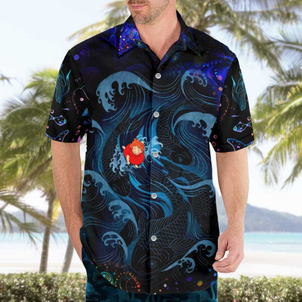 Chemise hawaïenne Créatures marines Ponyo Studio Ghibli trippy - Maison Otaku – Image 3