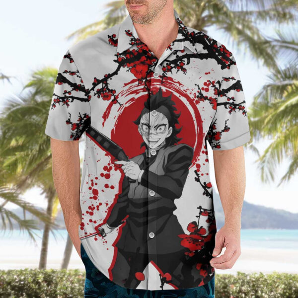 Chemise hawaïenne Sanemi Shinazugawa Demon Slayer anime Japon - Maison Otaku – Image 3
