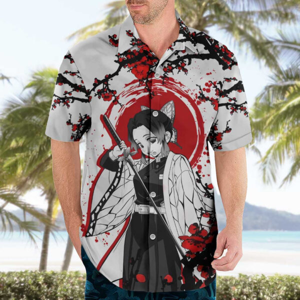 Chemise hawaïenne Shinobu Kocho Demon Slayer anime Japon - Maison Otaku – Image 3