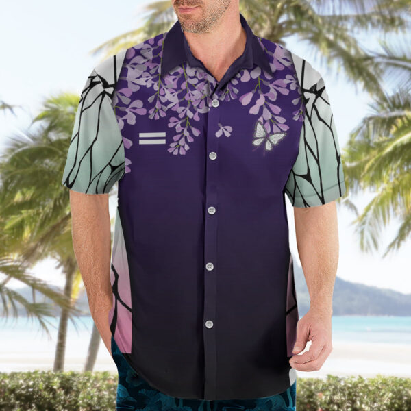 Chemise hawaïenne Shinobu Kocho Demon Slayer anime Japon - Maison Otaku – Image 3