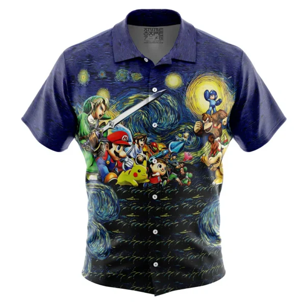 Chemise hawaïenne Smash Bros. Nuit étoilée - Maison Otaku