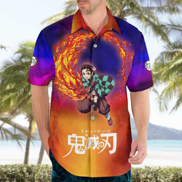 Chemise hawaïenne Samouraï de l’Espace Tanjiro Demon Slayer Anime Mix Abstrait - Maison Otaku – Image 3