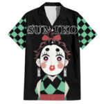 Chemise hawaïenne Tanjiro Sumiko Demon Slayer Visage Drôle – Maison Otaku