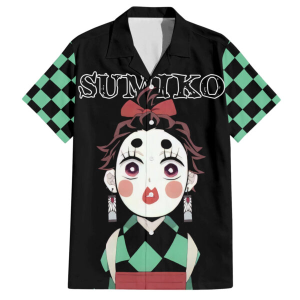 Chemise hawaïenne Tanjiro Sumiko Demon Slayer Visage Drôle - Maison Otaku