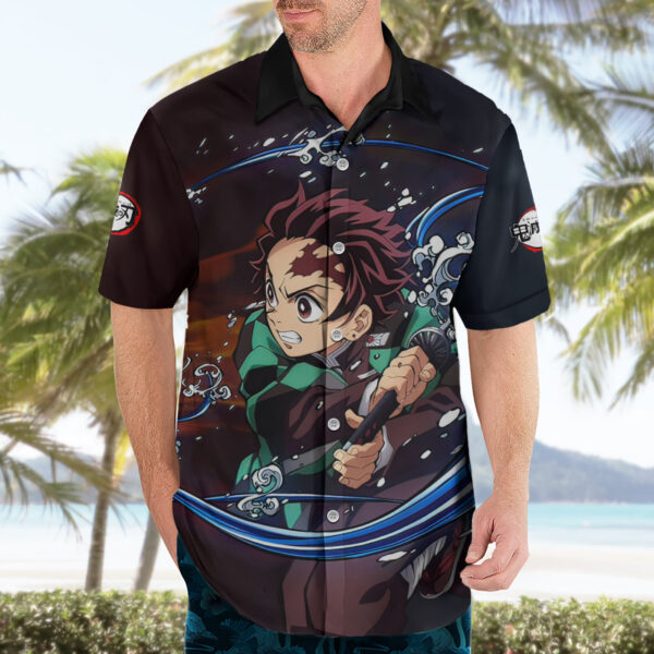 Chemise hawaïenne Tanjiro Respiration de l'Eau et du Soleil Demon Slayer Anime - Maison Otaku – Image 3