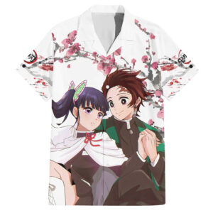 Chemise hawaïenne Tanjiro et Kanao Demon Slayer Anime - Maison Otaku