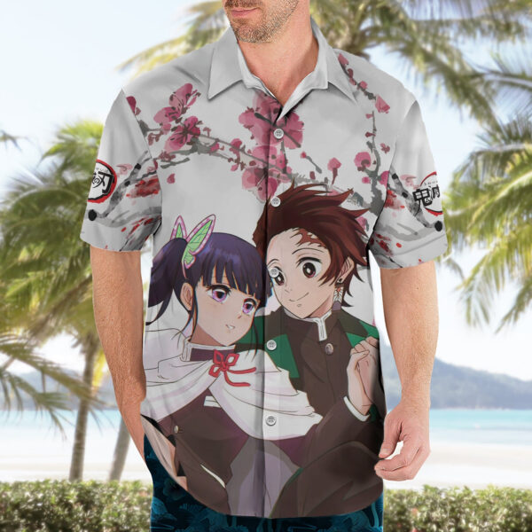 Chemise hawaïenne Tanjiro et Kanao Demon Slayer Anime - Maison Otaku – Image 3