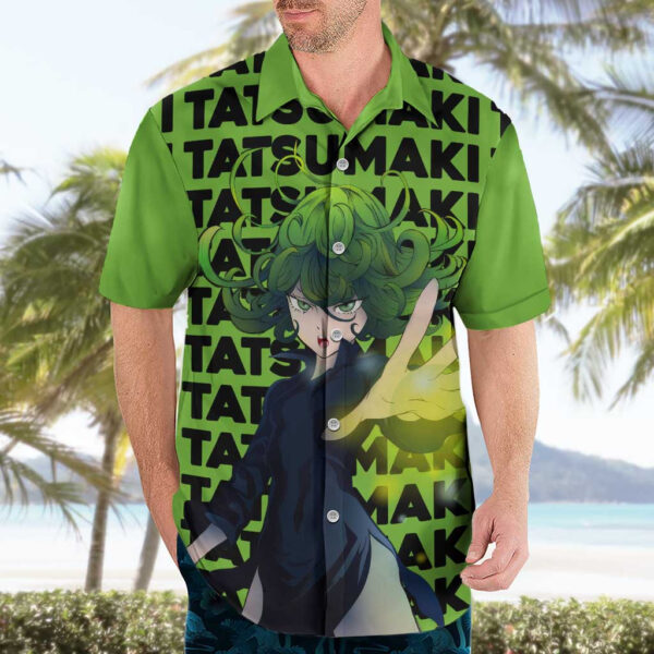 Chemise hawaïenne Tatsumaki One Punch Man Motif Texte Anime - Maison Otaku – Image 3