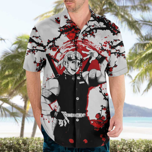 Chemise hawaïenne Tengen Uzui Demon Slayer Anime Japon - Maison Otaku – Image 3