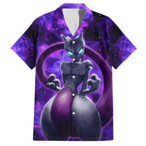 Chemise hawaïenne Trippy Cosmic Mewtwo Pokémon - Maison Otaku