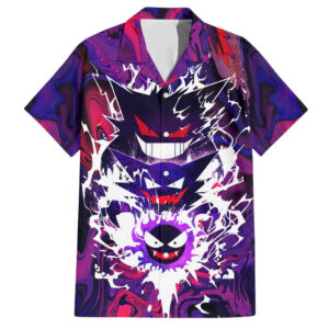 Chemise hawaïenne Trippy Ghostly Evolution Ghastly Haunter Gengar Pokémon - Maison Otaku