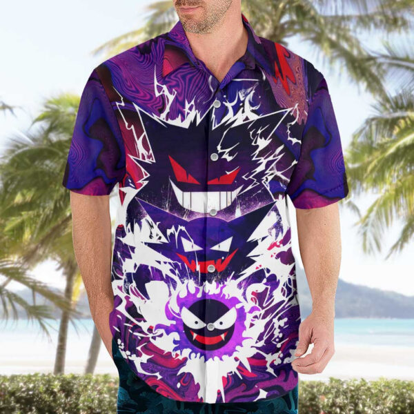 Chemise hawaïenne Trippy Ghostly Evolution Ghastly Haunter Gengar Pokémon - Maison Otaku – Image 3
