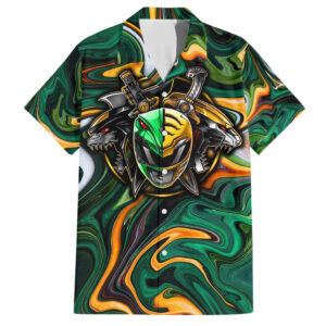 Chemise hawaïenne Trippy Green White Power Rangers - Maison Otaku