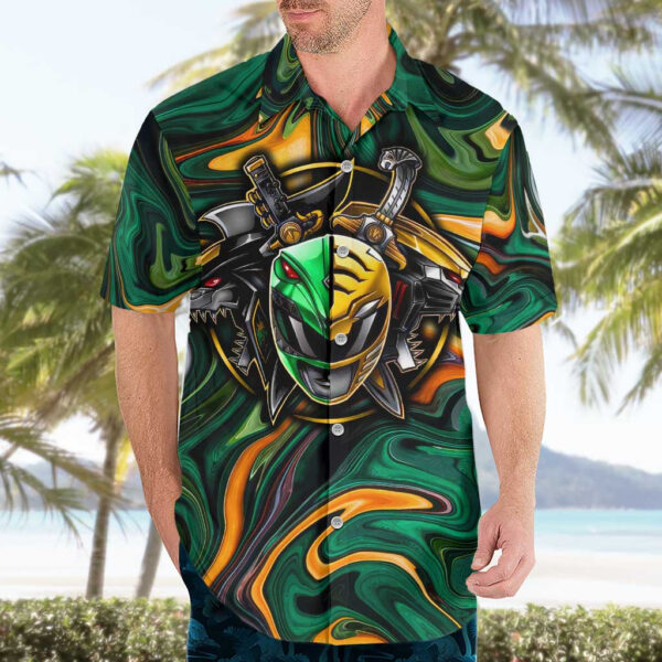 Chemise hawaïenne Trippy Green White Power Rangers - Maison Otaku – Image 3