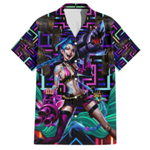 Chemise hawaïenne Trippy Jinx Arcane League of Legends - Maison Otaku
