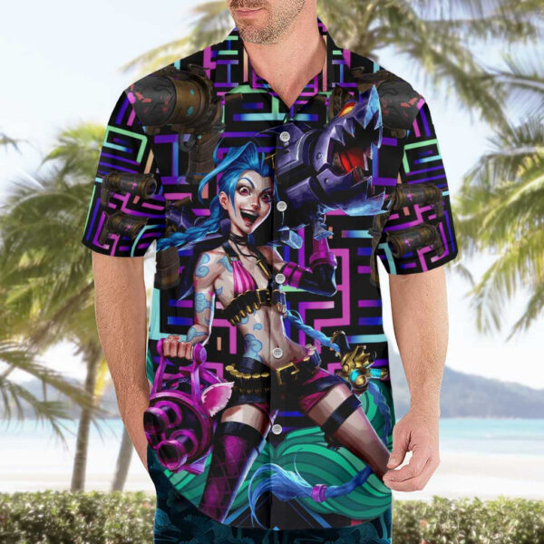 Chemise hawaïenne Trippy Jinx Arcane League of Legends - Maison Otaku – Image 3