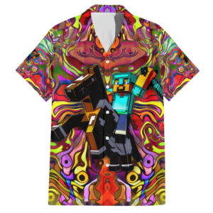 Chemise hawaïenne Trippy Minecraft - Maison Otaku