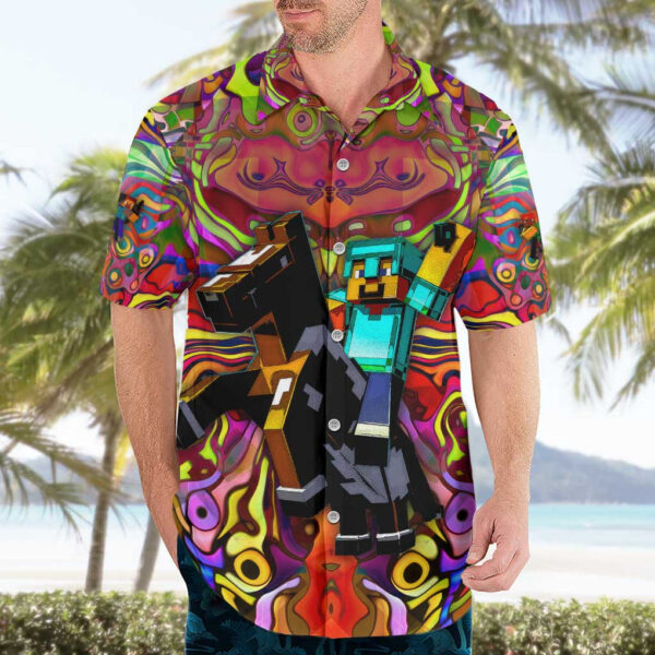 Chemise hawaïenne Trippy Minecraft - Maison Otaku – Image 3