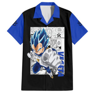 Chemise hawaïenne Vegeta Bleu Manga - Maison Otaku