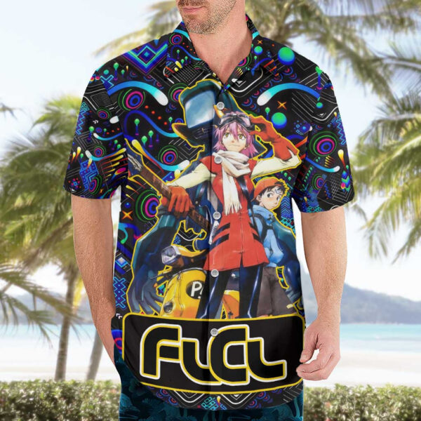 Chemise hawaïenne Vibing FLCL Couleurs Abstraites - Maison Otaku – Image 3