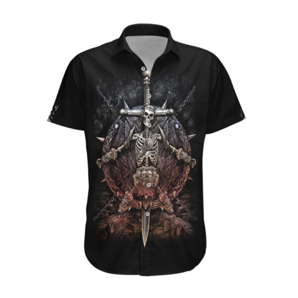 Chemise hawaïenne Guerrier Tête de Mort Viking - Maison Otaku