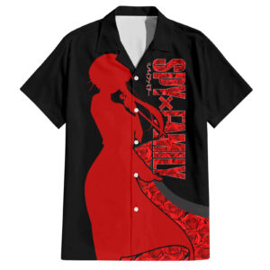 Chemise hawaïenne Yor Forger SpyxFamily Noire et Roses - Maison Otaku