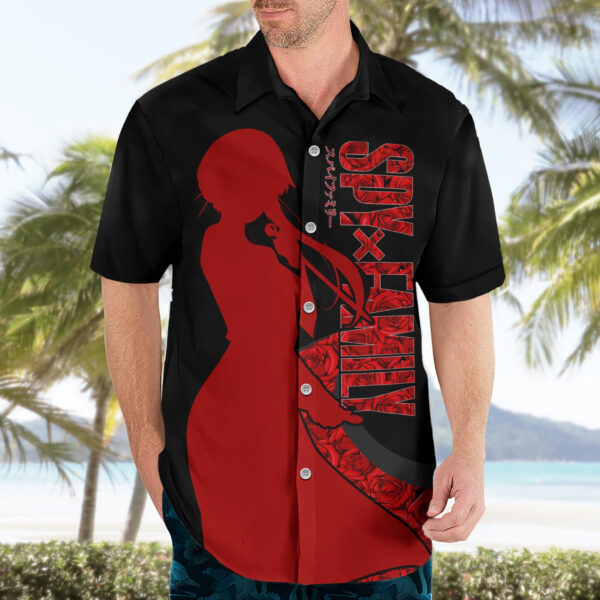 Chemise hawaïenne Yor Forger SpyxFamily Noire et Roses - Maison Otaku – Image 3