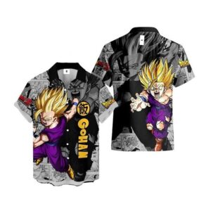 Chemise hawaïenne Dragon Ball Gohan Super Saiyan – Style manga - Maison Otaku