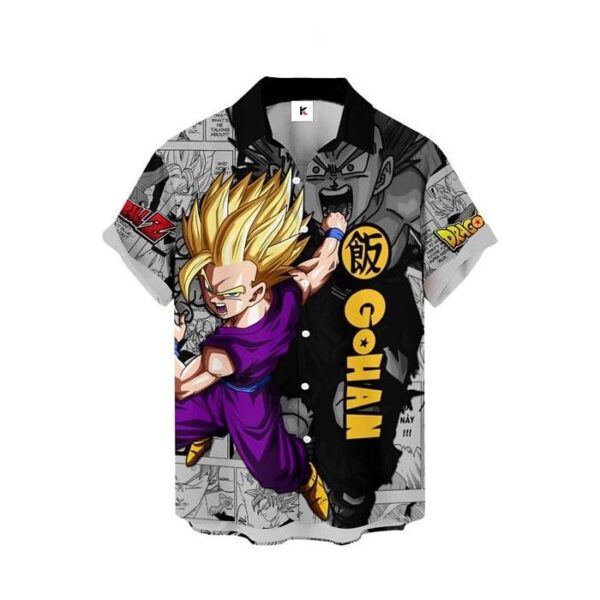 Chemise hawaïenne Dragon Ball Gohan Super Saiyan – Style manga - Maison Otaku – Image 2