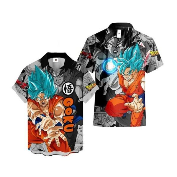 Chemise hawaïenne Dragon Ball Goku Blue – Style manga plage - Maison Otaku