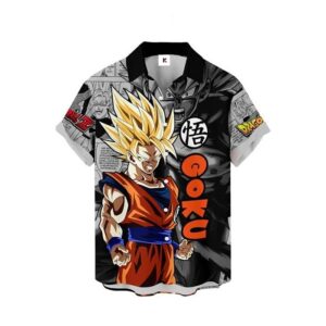 Chemise hawaïenne Dragon Ball Goku Super Saiyan – Style été - Maison Otaku