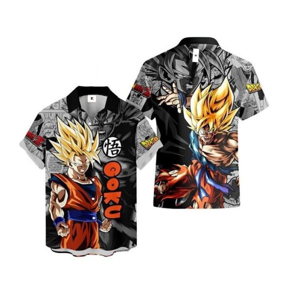 Chemise hawaïenne Dragon Ball Goku Super Saiyan – Style été - Maison Otaku – Image 2