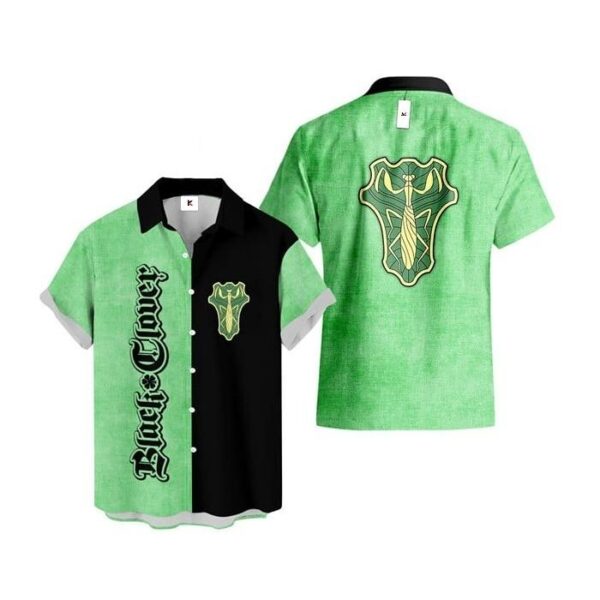 Chemise hawaïenne Black Clover Green Mantis – Style tropical - Maison Otaku