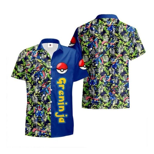 Chemise hawaïenne Pokémon Amphinobi – Style tropical - Maison Otaku