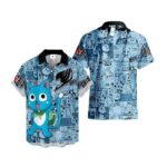 Chemise hawaïenne Fairy Tail Happy – Style tropical homme & femme – Maison Otaku