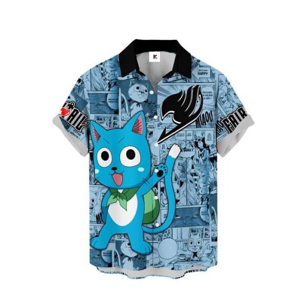 Chemise hawaïenne Fairy Tail Happy – Style tropical homme & femme - Maison Otaku – Image 2
