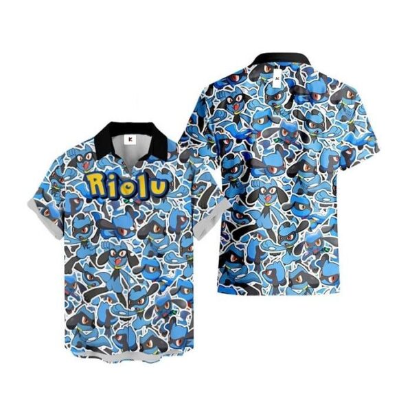 Chemise hawaïenne avec Riolu – Style tropical Pokémon - Maison Otaku