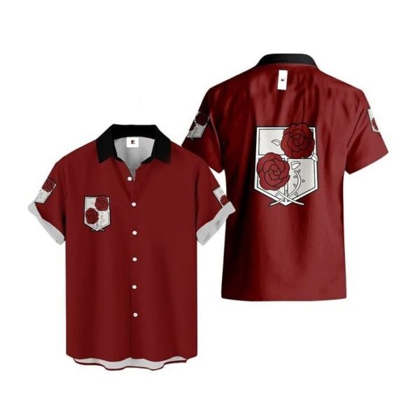 Chemise hawaïenne L’Attaque des Titans Régiment de Garnison - Maison Otaku