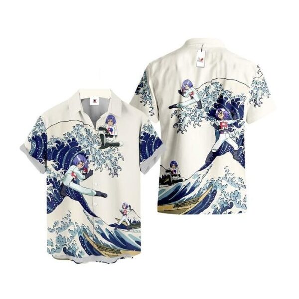 Chemise hawaïenne Pokémon Kojiro (James) Vague de Kanagawa - Maison Otaku