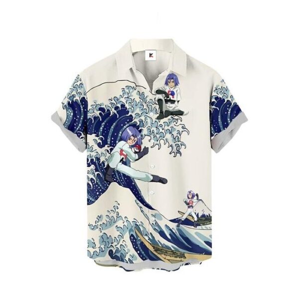 Chemise hawaïenne Pokémon Kojiro (James) Vague de Kanagawa - Maison Otaku – Image 2