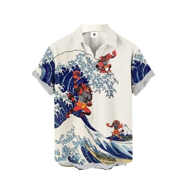 Chemise hawaïenne Pokémon Félinferno Vague de Kanagawa - Maison Otaku – Image 2