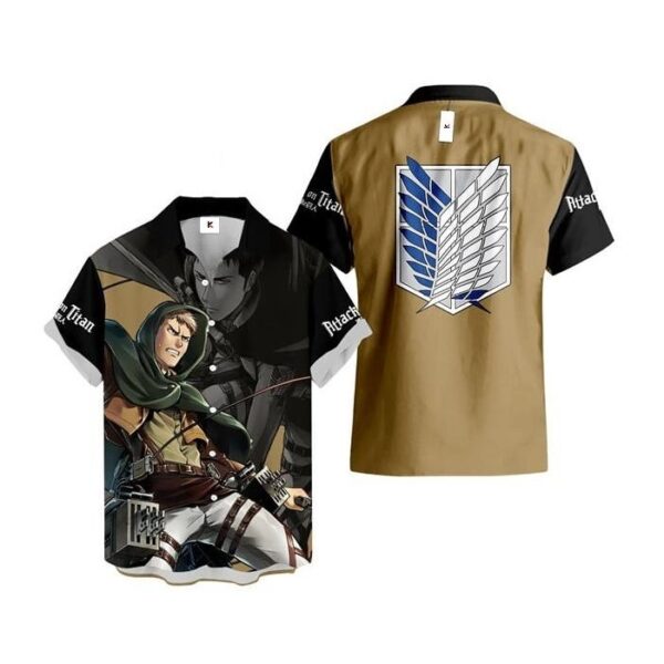Chemise hawaïenne L’Attaque des Titans Jean Kirstein - Maison Otaku