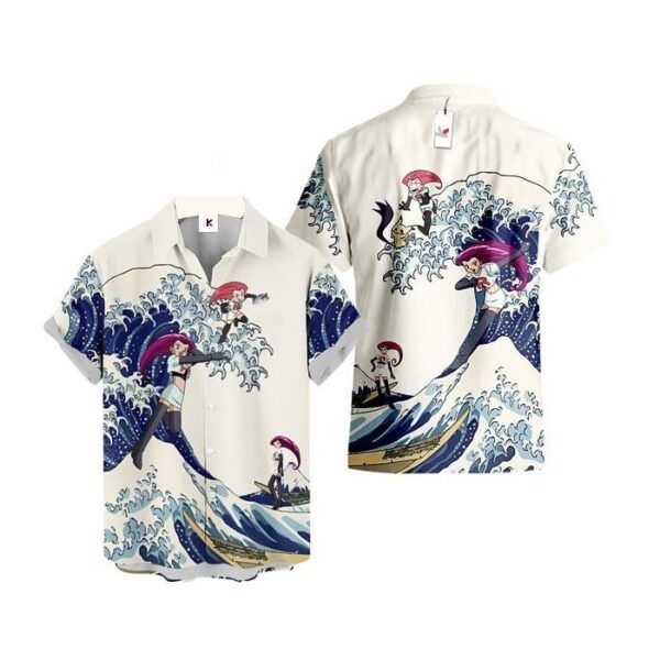 Chemise hawaïenne Pokémon Jessie (Musashi) Vague de Kanagawa - Maison Otaku