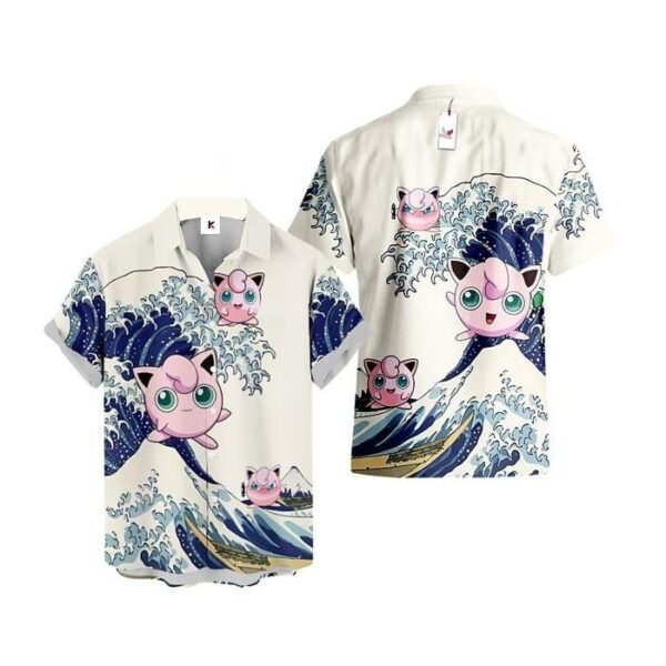 Chemise hawaïenne Pokémon Rondoudou Vague de Kanagawa - Maison Otaku