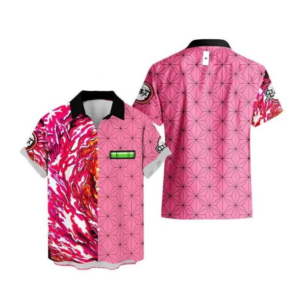 Chemise hawaïenne Demon Slayer Nezuko Art du Démon Sanguin - Maison Otaku