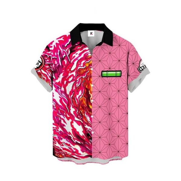 Chemise hawaïenne Demon Slayer Nezuko Art du Démon Sanguin - Maison Otaku – Image 2